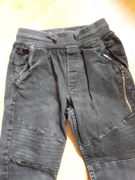 Bezva džíny rifle s pružný pasem v super barvičce, h&m,146