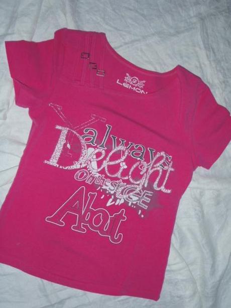 Růžové elastické tričko se stříbrným potiskem, m