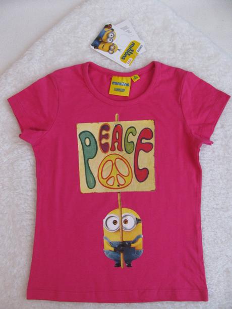 Sytě růžové bavlněné tričko s mimoni, 110