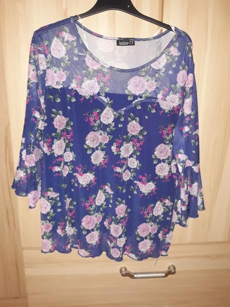 Dámská modrá květovaná halenka vel. 42/l, 42