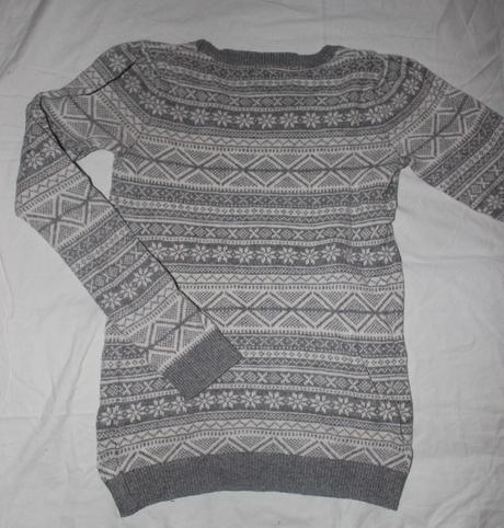 Vb167. delší svetr se "severním" vzorem 12-13 let, h&m,158