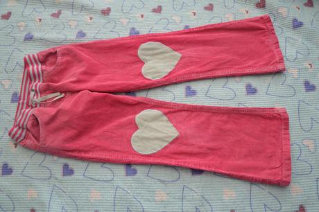 Pohodlné bavlněné manšestráky s aplikací, na gumu, mini boden,128