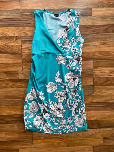Nové modré šaty s květy, vel s/m i více, bodyflirt, s