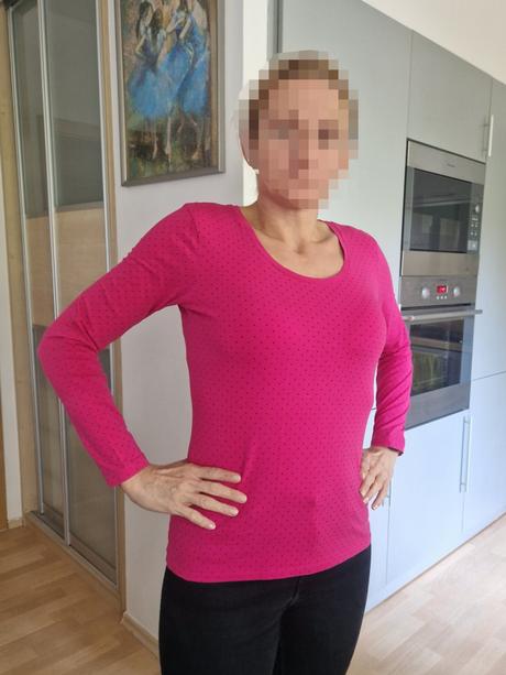 Tričko s dl.rukávem růžové puntíky ca, c&a,m