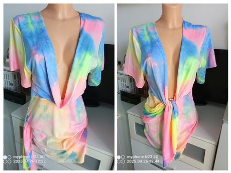 Tílko-mini šaty duhové vel."m", m