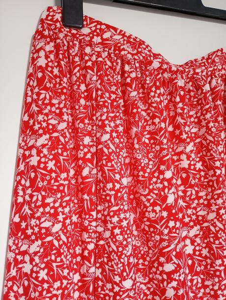 Dlouhá červená elastická sukně s rozparkem, gate,44