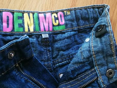 Džíny kalhoty denim, modré, nášivka vel. 116, denim,116