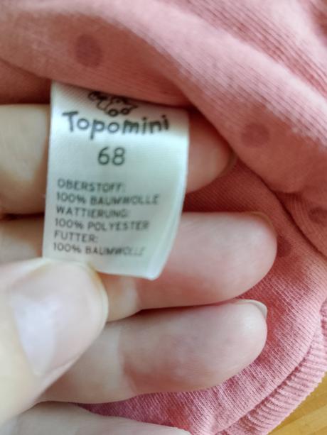 Růžový zateplený manšestrový kabátek topomini, 68, topomini,68
