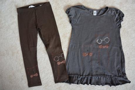 Tunika a legíny s kočičkama - ručně malované, zara,110