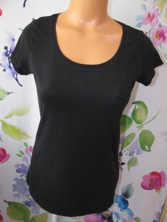 Černé pružné bavlněné dámské tričko h&m, h&m,m