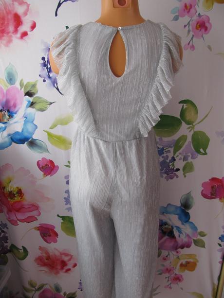 Společenský šedostříbrný kalhotový overal, h&m,152