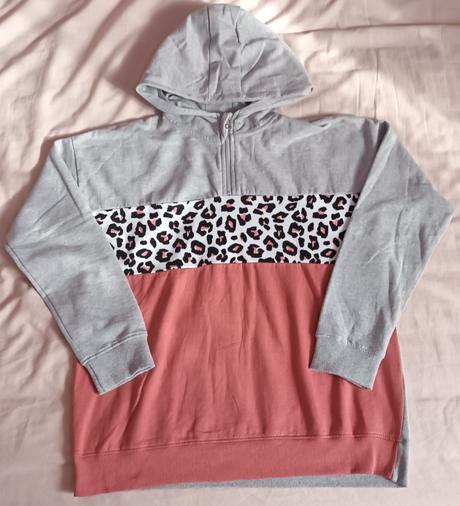 Dívčí mikina s kapucí světle šedo růžová, kik,158