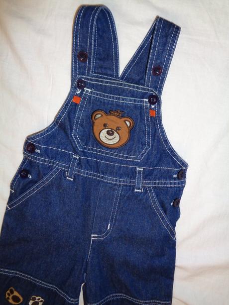 Luxusní riflové laclové kalhoty s medvídkem, early days,86