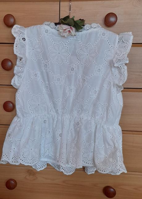 Shein bílá vyšívaná halenka s volánky, m