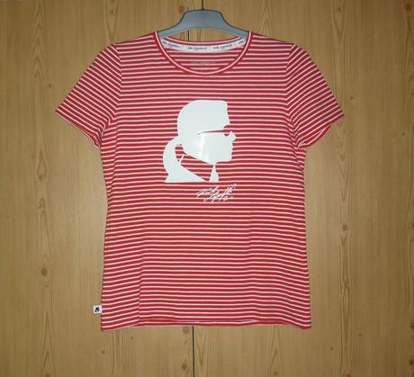 Červeno - bílé dámské tričko karl lagerfeld, s