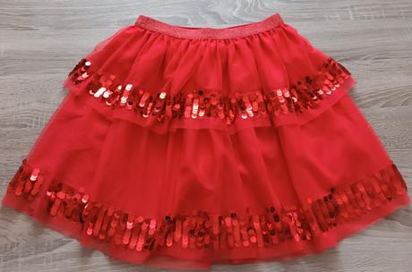 Červená tylová sukně s flitry h&m, h&m,134
