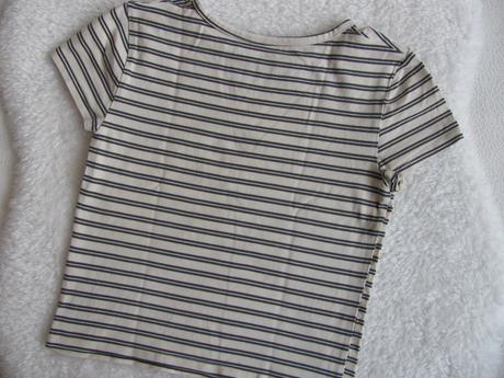 Crop top béžové tričko s proužkem h&m, h&m,152