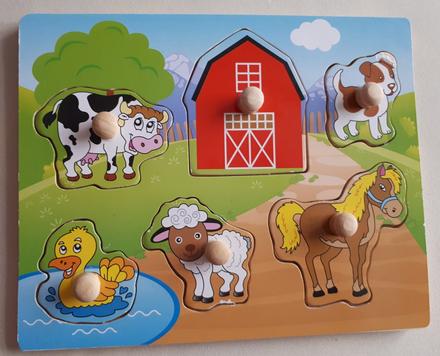 Dřevěná vkládačka, puzzle, farma, zvířátka,