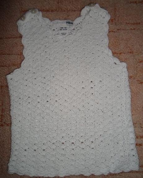 Bílá háčkovaná vesta, vestička, h&m,86