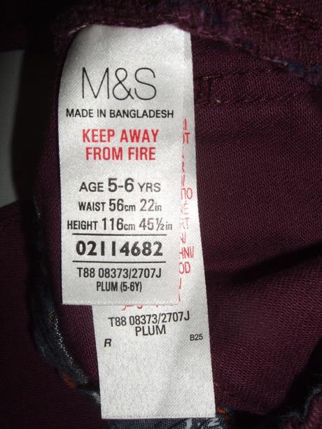Džínsy vínovej farby m&s - nenosené, marks & spencer,116