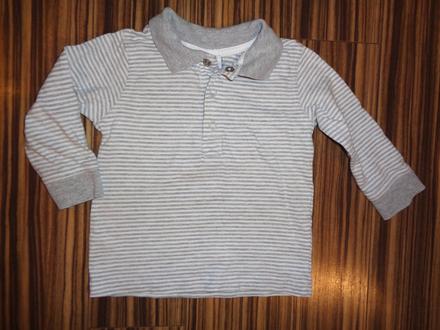 Luxusní šedobílé pruhované tričko s límečkem, topomini,86