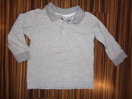 Luxusní šedobílé pruhované tričko s límečkem, topomini,86