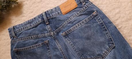 Bershka modré džíny mom fit, bershka,38