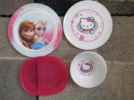 Plastové talířky pro holky hello kitty,frozen,ikea,