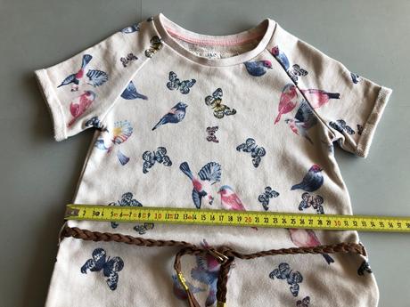 Šaty motýl ptáčci modrorůžová 4-6l 110-116cm pásek, h&m,110