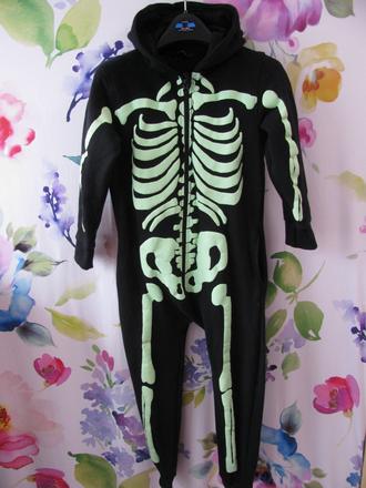 Bavlněný spací overal s kapucí-kostlivec, george,128