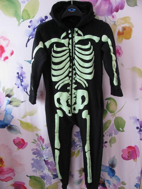 Bavlněný spací overal s kapucí-kostlivec, george,128