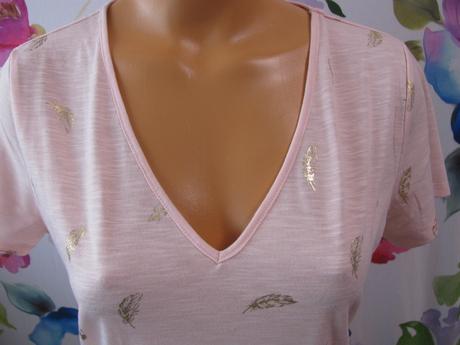 Dámská růžová halenka s potiskem zlatých peříček, s