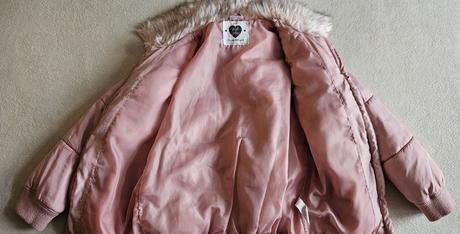 Dívčí růžová zimní bunda s kožíškem, vel.140, f&f, f&f,140