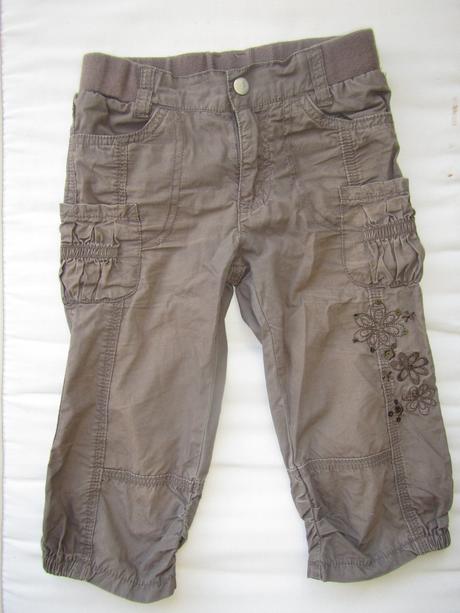 Letní tm. hnědé vyšívané capri kalhoty,116, palomino,116