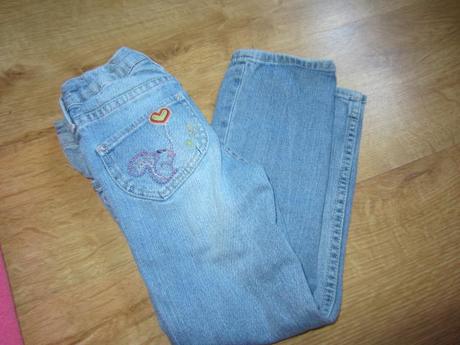 Peckovní záplatové džín, rifle s kočkou, h&m,104