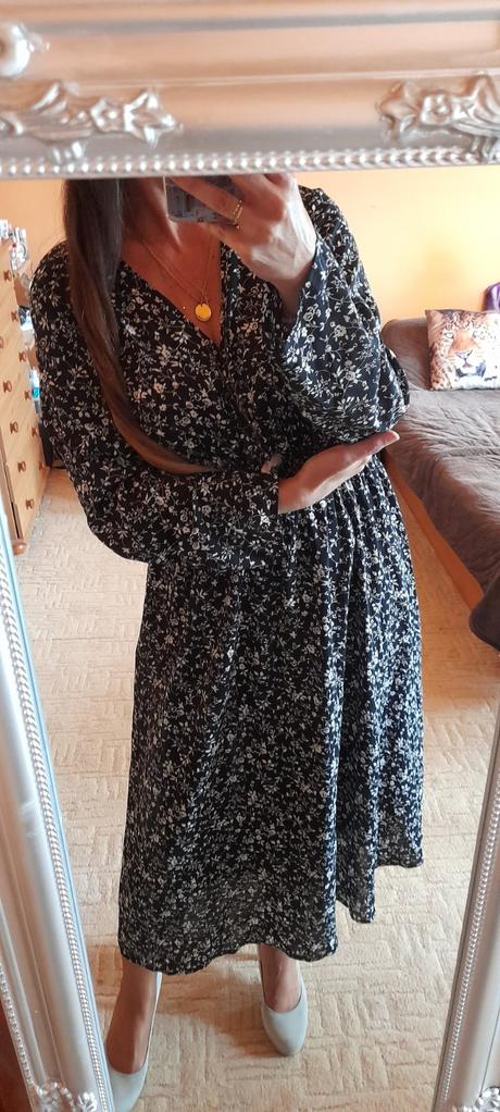 Shein květinové šaty s dlouhými rukávy, 44
