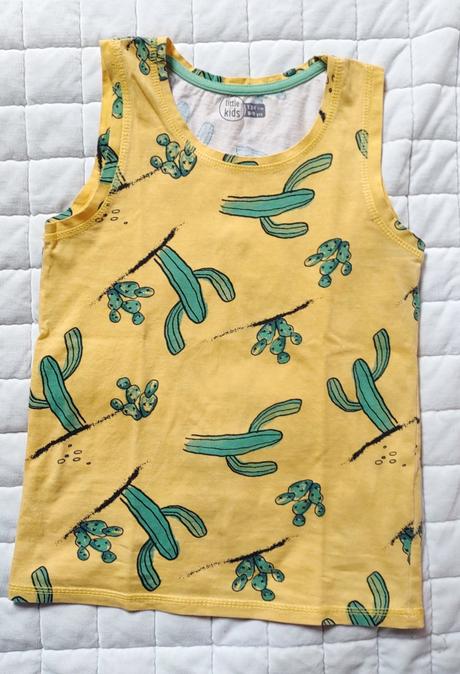 Žluté tričko bez rukávů, 128