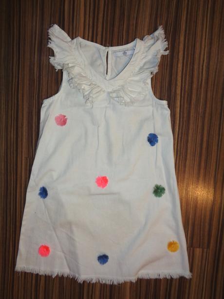 Pěkné bílé riflové šaty s kytičkami, kids,122