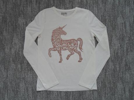 Bílé tričko triko dlouhý rukáv s jednorožcem, f&f,170