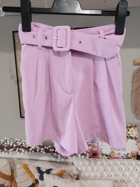 Lila šortky kraťasy s páskem xxs/158, new yorker,158