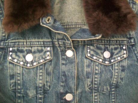 Riflová bunda s kožešinkou, benetton,116