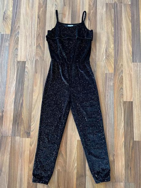 Samtový overal s barevným třpytem, vel 146, destin, 146