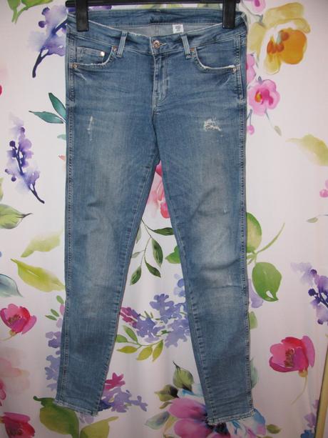 Elastické trhané džíny, skiny denim, denim,32