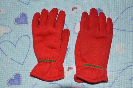 Červené látkové/úpletové vyteplené rukavice, 110