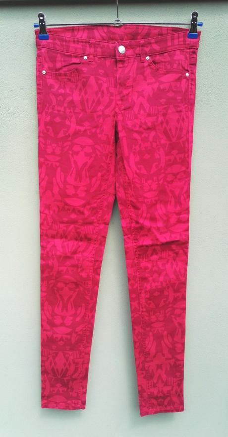 Malinovo vínové vzorované rifle dividend - vel.38, 38