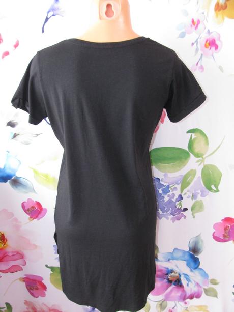 Černé bavlněné elastické prodloužené tričko, basics,38