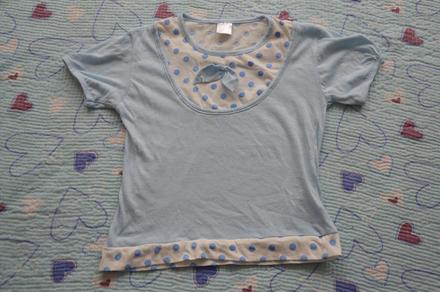 Modré obyčejné tričko s mašličkou, , 116