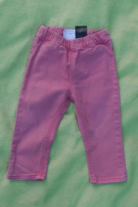Ruzove dzinove treginy na gumu v pase vel.80 h&m, h&m,80