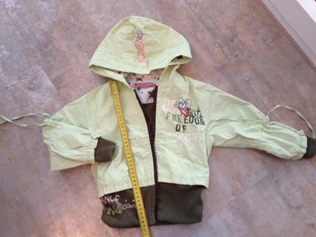 Limetková jarní bunda 98-104 cm kapuce výšivky, 104