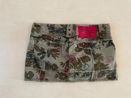 Khaki džínová minisukně s potiskem, vel m, spíše s, s